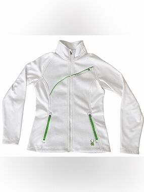 Spyder Women's Core Sweater Fleece Full-Zip Jacket White/Green Size Medium